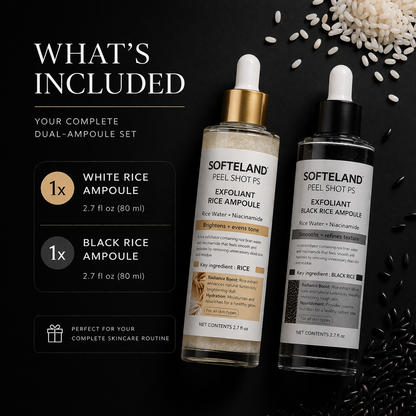 Korean Rice Exfoliating Ampoule Duo — White Rice + Black Rice Set
