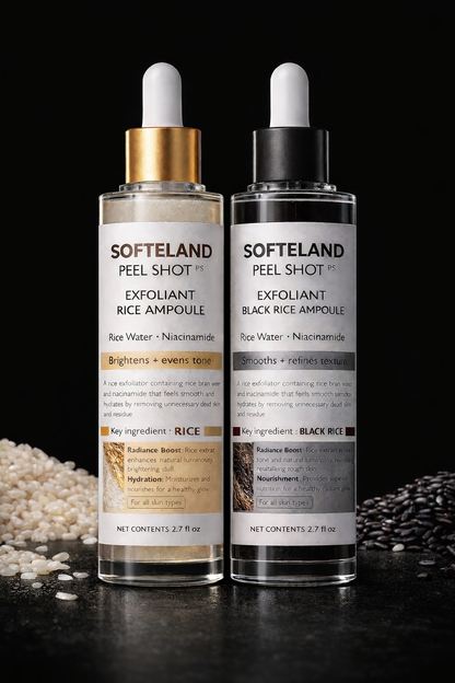 Korean Rice Exfoliating Ampoule Duo — White Rice + Black Rice Set