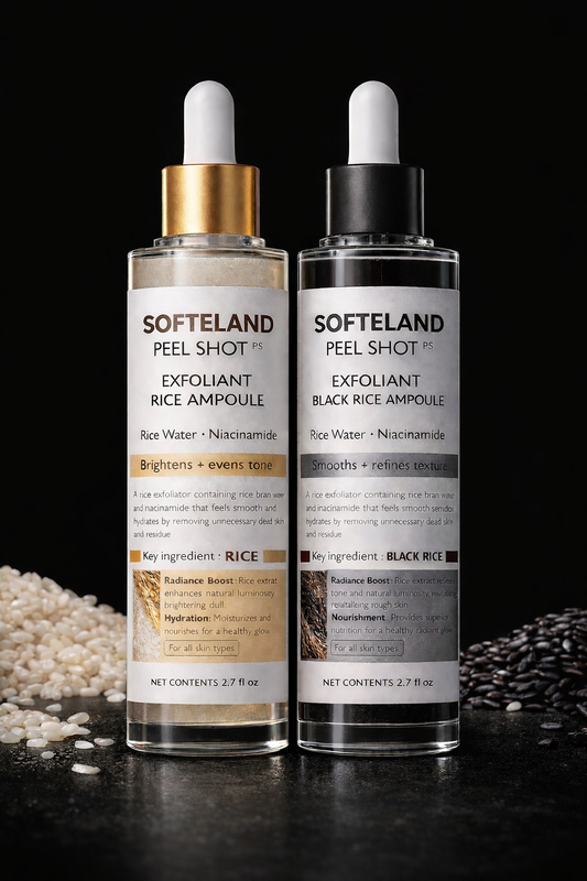 Korean Rice Exfoliating Ampoule Duo — White Rice + Black Rice Set
